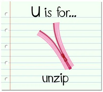Flashcard letter U is for unzip Stock Illustration