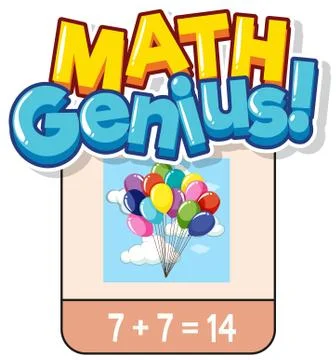 Flashcard template for adding numbers to fourteen Illustrazione stock