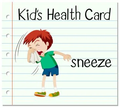 Flashcard with word sneeze Stock Illustration