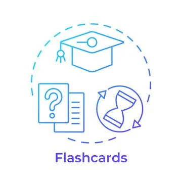 Flashcards blue gradient concept icon Stock Illustration