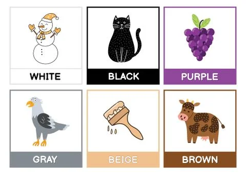 Flashcards with main colors. Learn primary colours educational poster for kids Stock Illustration