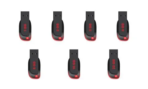 Flashdisk or pendrive vector illustration volume pack Stock Illustration