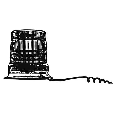 Flasher with the wire isolated silhouette on white background. Police lamp. Stock Illustration
