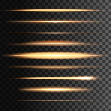Flashes light golden lines, vector glowing blur Stock Illustration