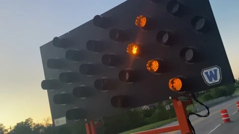 Flashing Arrows - Road Construction sign Stock Footage 201619637