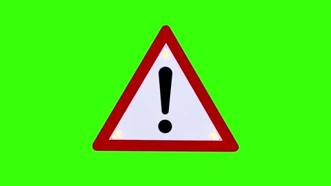 Flashing Attention Warning Sign Overlay on Green Screen Chroma Key Stock Footage 336713495