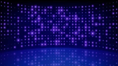 Flashing background led wall lights. Blue purple glowing dots abstract tech Illustrazione stock