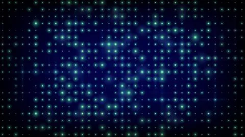 Flashing background led wall lights. Blue green glowing dots abstract futuristic Stock Illustration