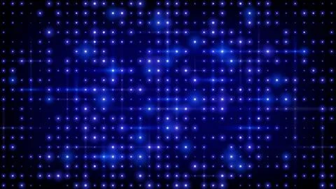 Flashing background led wall lights. Blue cyan glowing dots abstract background Stock Illustration