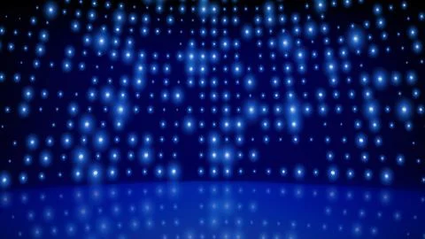 Flashing background led wall lights on stage. Blue cyan glowing dots abstract Stock-Illustration