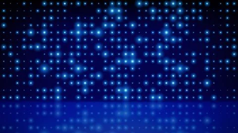 Flashing background led wall lights on stage. Blue cyan glowing dots abstract Stock Illustration