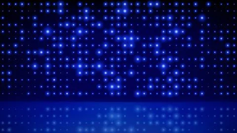 Flashing background led wall lights on stage. Blue cyan glowing dots abstract Stock Illustration