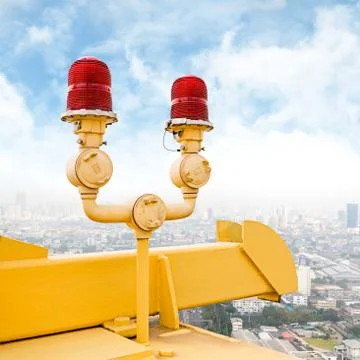 Flashing beacon on bridge Stock Photos