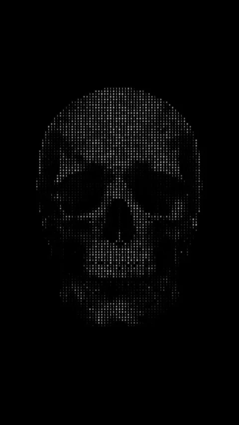 Flashing binary digit particles, skull shape. Hacker, digital dangerous war.. Stock Footage 274084937