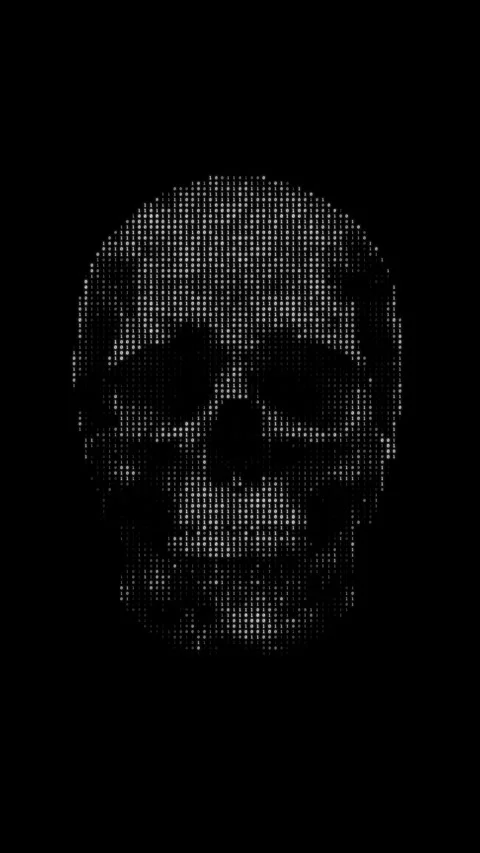 Flashing binary digit particles, skull shape. Hacker, digital dangerous war.. Stock Footage 276141025