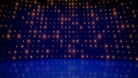 Flashing blue background led wall lights, stage. Glowing dots abstract blue Stock Illustration