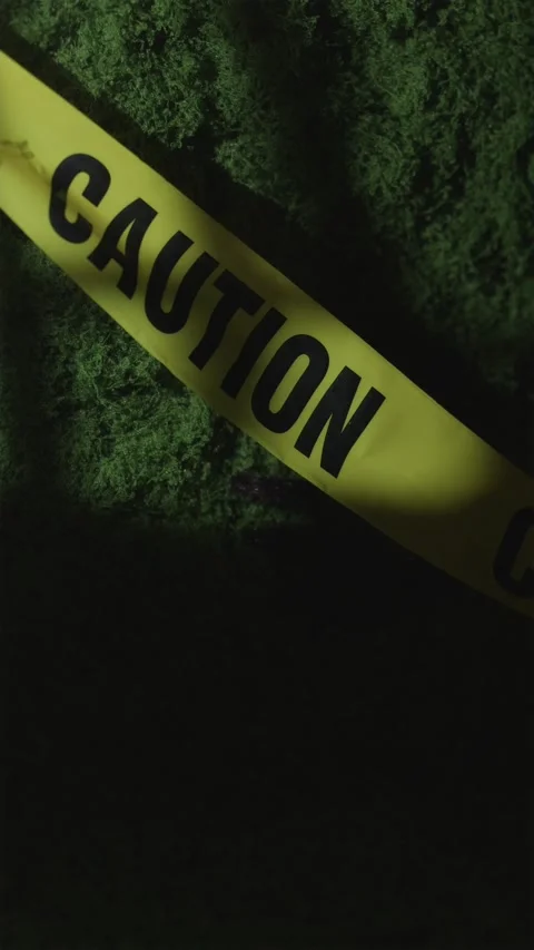 Flashing blue light on yellow caution tape in fog background Vídeos de archivo 342423121