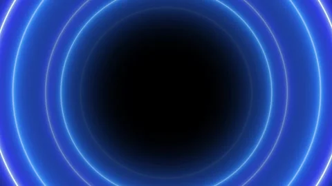 Flashing blue neon light circles pattern Stock Footage 309111301