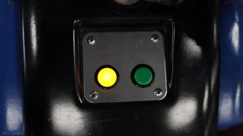 Flashing button yellow button on the control panel Video stock 220554068