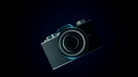 a flashing camera floating in a black ba... | Stock Video | Pond5