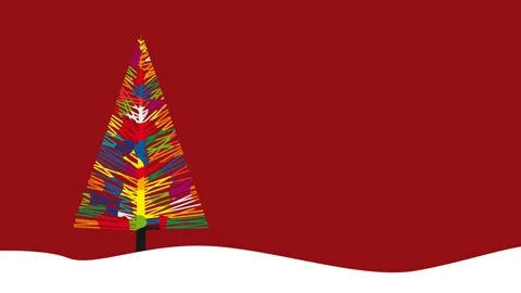Flashing christmas tree on red background. Animation of a winter background w Stock Footage 220911604