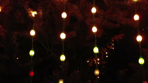 Flashing colored lights on a christmas tree Stock Footage 147602517