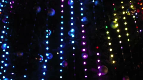 Flashing colored lights on a christmas tree Stock Footage 147602633