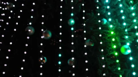 Flashing colored lights on a christmas tree Stock Footage 147602663