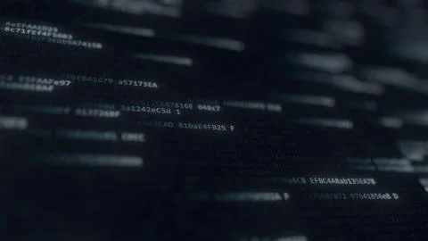 Flashing computer code symbols on the screen. 3D rendering Stock Illustration