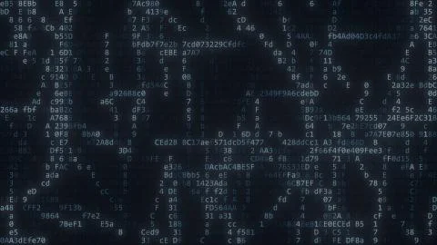 Flashing computer symbols. 3D rendering Stock Illustration