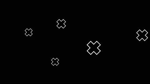 Flashing Cross Glitch Effect Element. White Crosses on Transparent Background Stock Footage 143792343