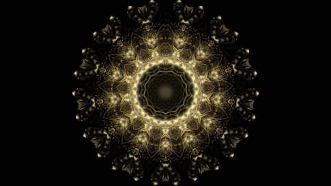 Flashing Exploding Golden Shining Kaleidoscopic Sun Flower VJ Loop Stock Footage 94019700