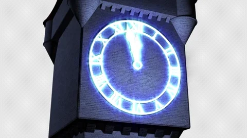 The flashing face of the large clock tower at night Stock Footage 340240775