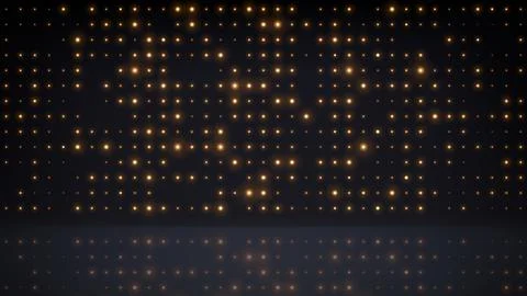 Flashing gold background led disco wall lights, stage. Golden glowing dots bulbs Stock Illustration