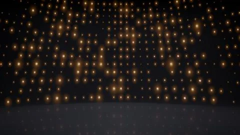 Flashing gold background led disco wall lights, stage. Golden glowing dots light Stock Illustration