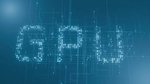 Flashing GPU inscription on a technological background. Stock Footage 263290694