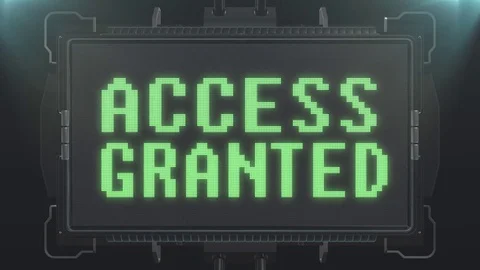 Flashing green access granted text on futuristic digital black lcd screen Stock Footage 83120569