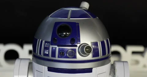 Flashing head of the robot with the video camera and lamps Vidéo 106272156