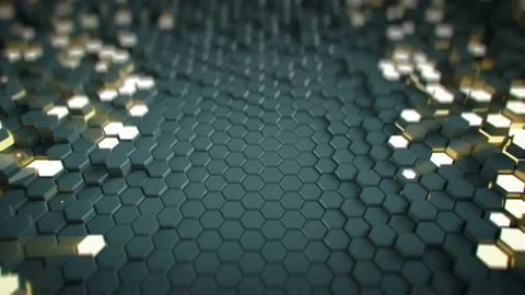 Flashing hexagons 3D render VJ loop animation Stock Footage 128301603