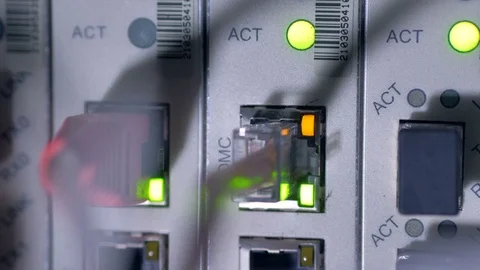 Flashing LED lights of working data server. 4K. 動画素材 80142103