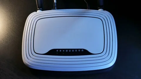 Flashing LEDs wireless router Stock Footage 70223017