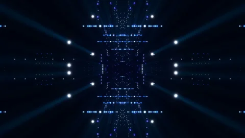 Flashing light and motion particles on dark blue background, loop Stock Footage 126561862