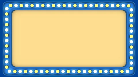 Flashing light bulbs blue frame border screen sign casino background loop Stock Footage 91926693
