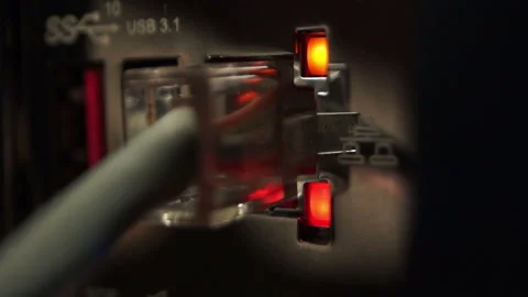 Flashing light internet connection in the computer Stock Footage 104644673