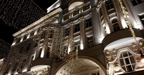 Flashing lights of the big city, the Windows Shine in the night Stock Footage