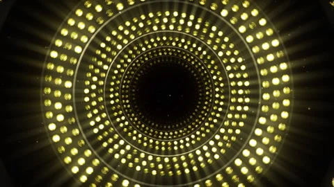 Flashing Lights in CIrcle Tunnel Background Stock Footage 314096736