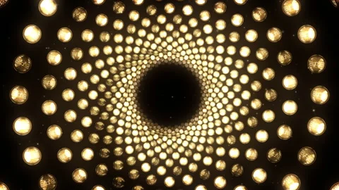 Flashing Lights in CIrcle Tunnel Background Stock Footage 314096740