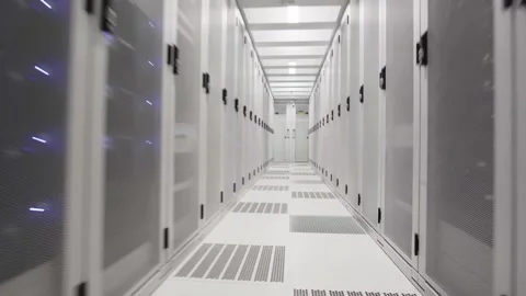 Flashing lights in a corridor of a Dutch datacenter Stock Footage 294987285