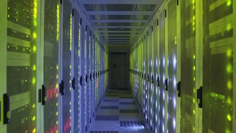Flashing lights in a corridor of a Dutch datacenter Stock Footage 294987453