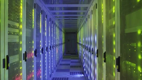 Flashing lights in a corridor of a Dutch datacenter Stock Footage 294987510